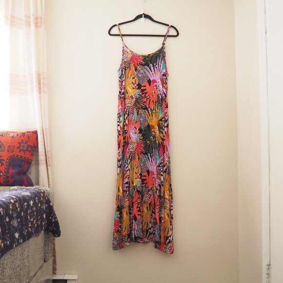 BLEU by Rod Beattie Lets Get Loud Floral Print Cover-Up Spaghetti Strap Maxi - Picture 4 of 10